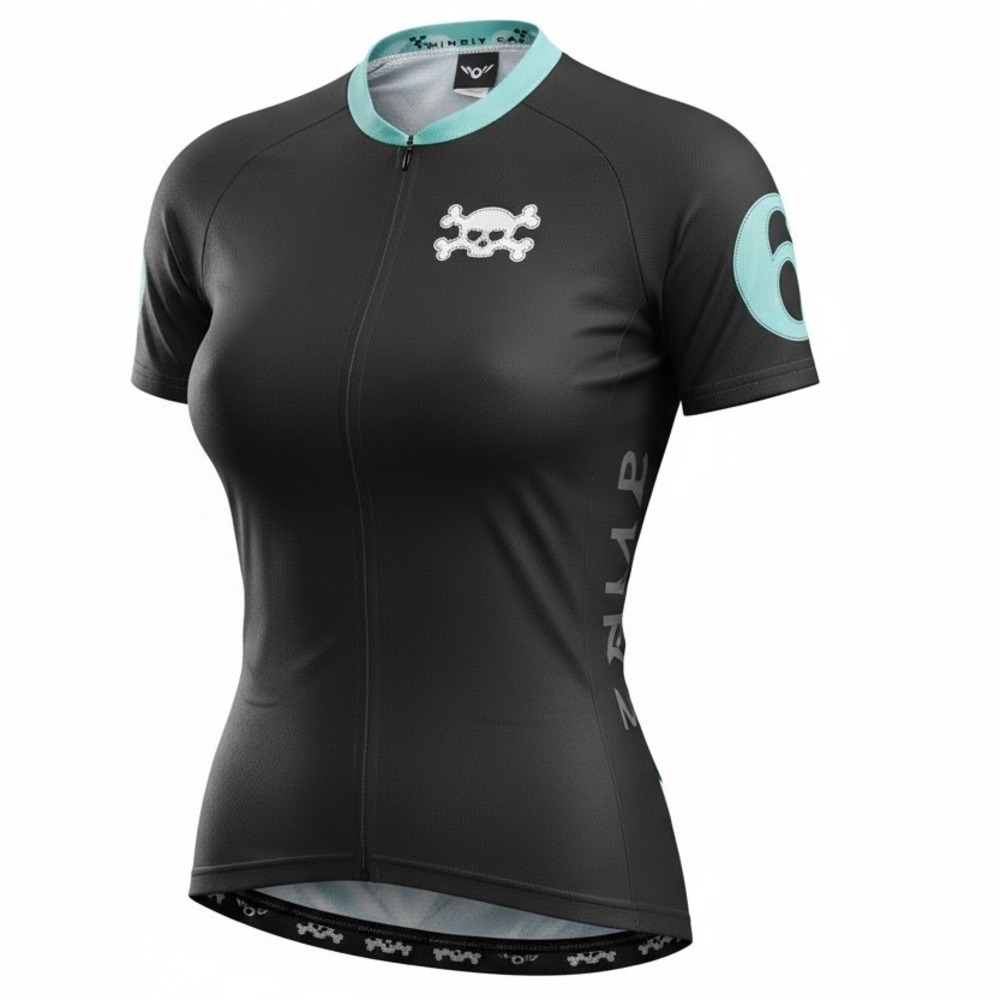 Twin Six Cycling Jersey Womens Large Black Mint Green Excellent Club Raglan